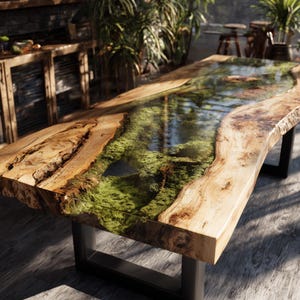 Handmade Epoxy Resin River Table Walnut Wood Live Edge Dining Table Custom Furniture Modern Home Decor Gift