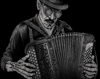Retro Accordion Player Graphic Tee, Vintage Style Accordionist T-Shirt, Folk Musician Gift, Concert Aesthetic Apparel, Music Lover Shirt