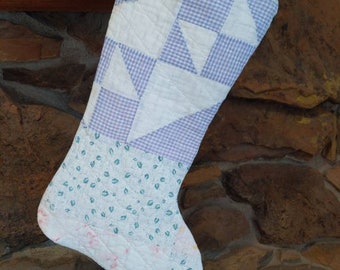 Christmas Stocking made from Antique Quilt Upcycled