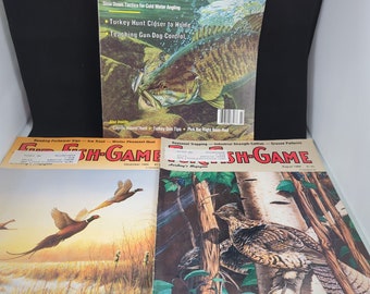 3 Fur-Fish-Game Harding's Magazines 1989 December and August, March 1991 issues