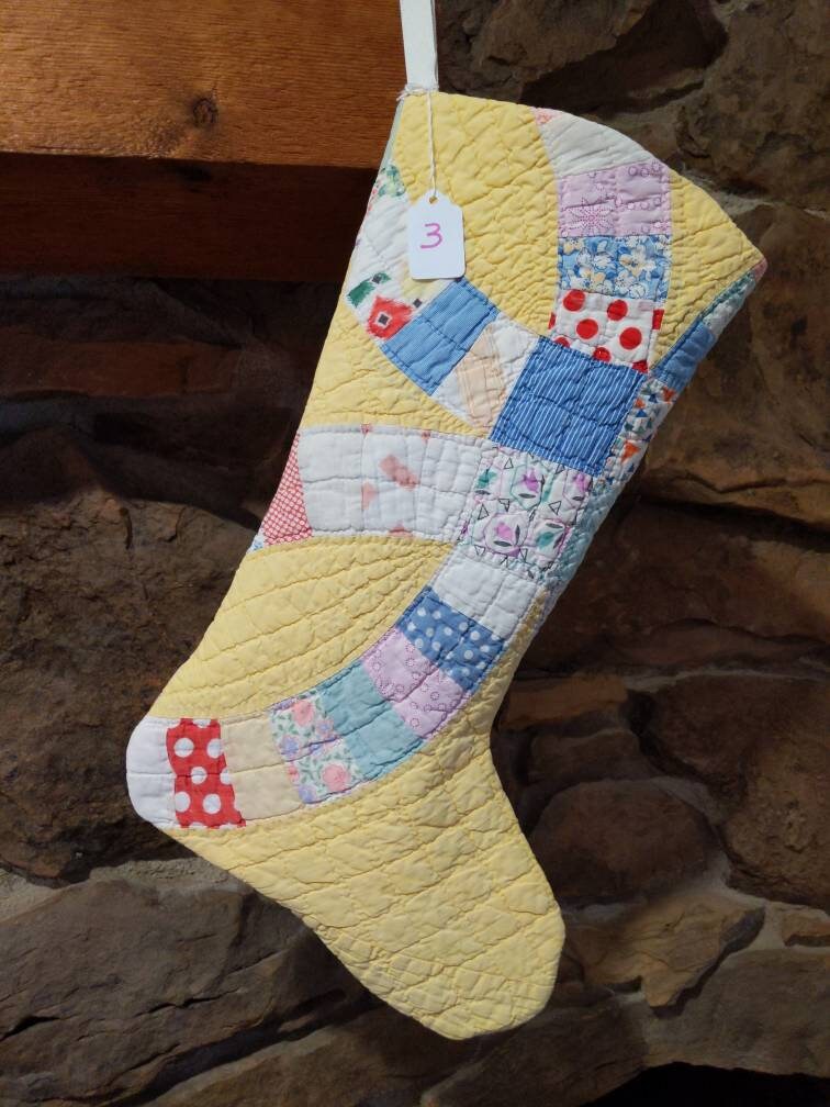 Vintage Quilted Christmas Stockings 