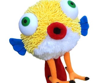 Pudgie Pufferfish-Parakeet Plush, Weird Stuffed Animal & Fish Plush