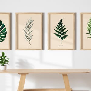Botanical Wall Art Print Set of 17, Minimalist Plant Prints, Neutral Green Gallery Wall, Printable Botanical Posters, Digital Download Decor