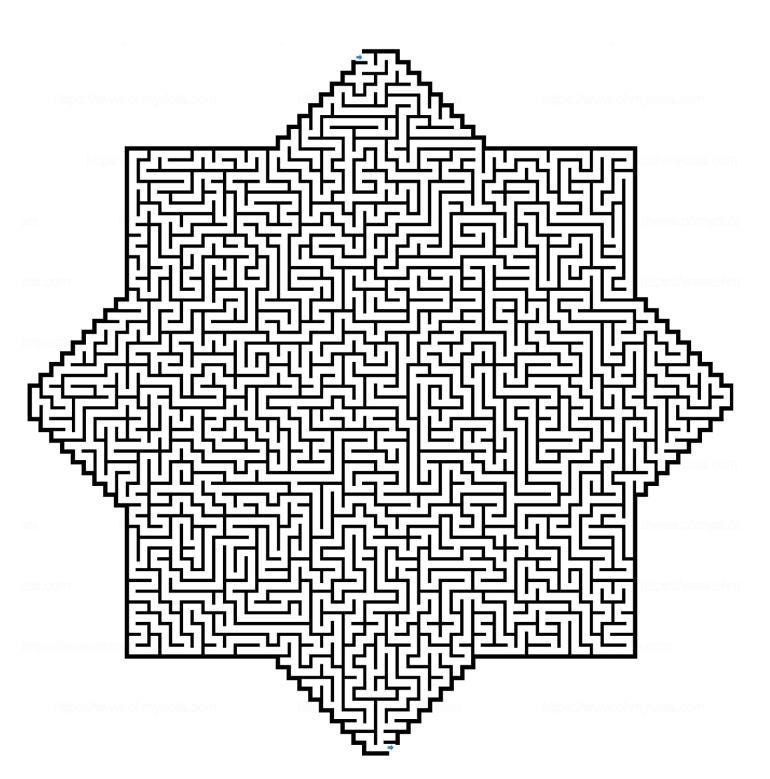 Printable Expert Maze Puzzles — 5 Extreme Hourglass-shaped Mazes for ...