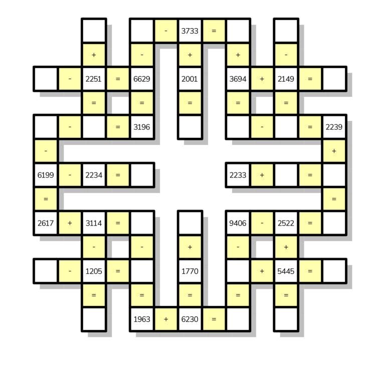 Printable Expert Math Crossword Puzzles — 6 Extreme Number Grid ...