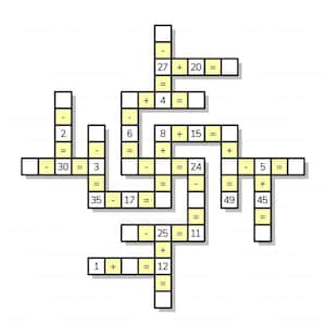 Printable Math Crossword Puzzles — 11 Medium Number Grid Worksheets for Kids Ages 8–11 — Instant PDF