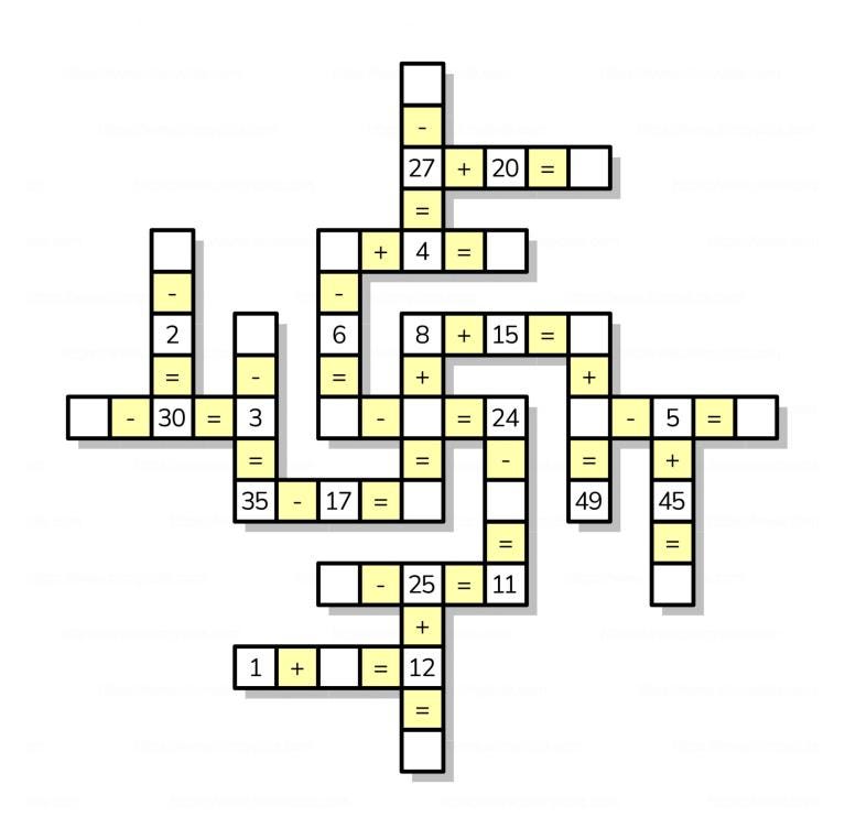 Printable Math Crossword Puzzles — 11 Medium Number Grid Worksheets for ...