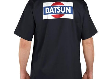 Datsun - Mechanics Graphic Work Shirt Short Sleeve  Gas Station Shirt, Mechanic Gift, Muscle Car, Vintage Sign