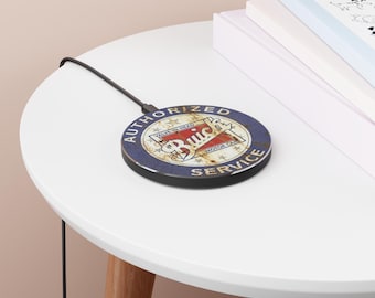 Authorized Buick Service Wireless Charger | Vintage Rusted Blue Car Emblem /Garage Decor/Retro/Mechanic Gift/Fathers Day/Man Cave