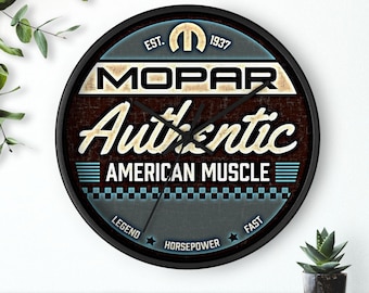 Mopar Authentic Logo Wall Clock | Vintage Service Station Sign Clock /Garage Decor/Retro/Mechanic Gift/Fathers Day/Man Cave