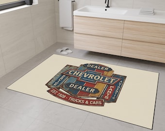Chevrolet Dealer  Vintage Sign Floor Mat | Authorized Dealer Rusty Metal Look