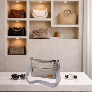 Bolso bandolera impermeable de nailon, bolso de hombro con múltiples bolsillos, bolso de viaje ligero.