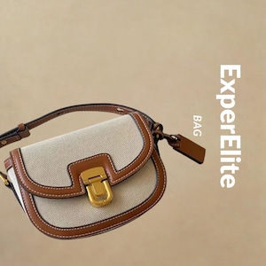 Kleine Überschlagtasche aus Canvas im Color-Block-Patchwork, stylische Schultasche für Studentinnen und Mädchen, minimalistische Pendlertas