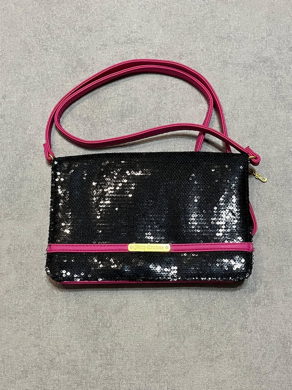 Juicy Couture Womens Pink / Black Shoulder Bag Y2K Vintage Logo Avant Garde Size Small