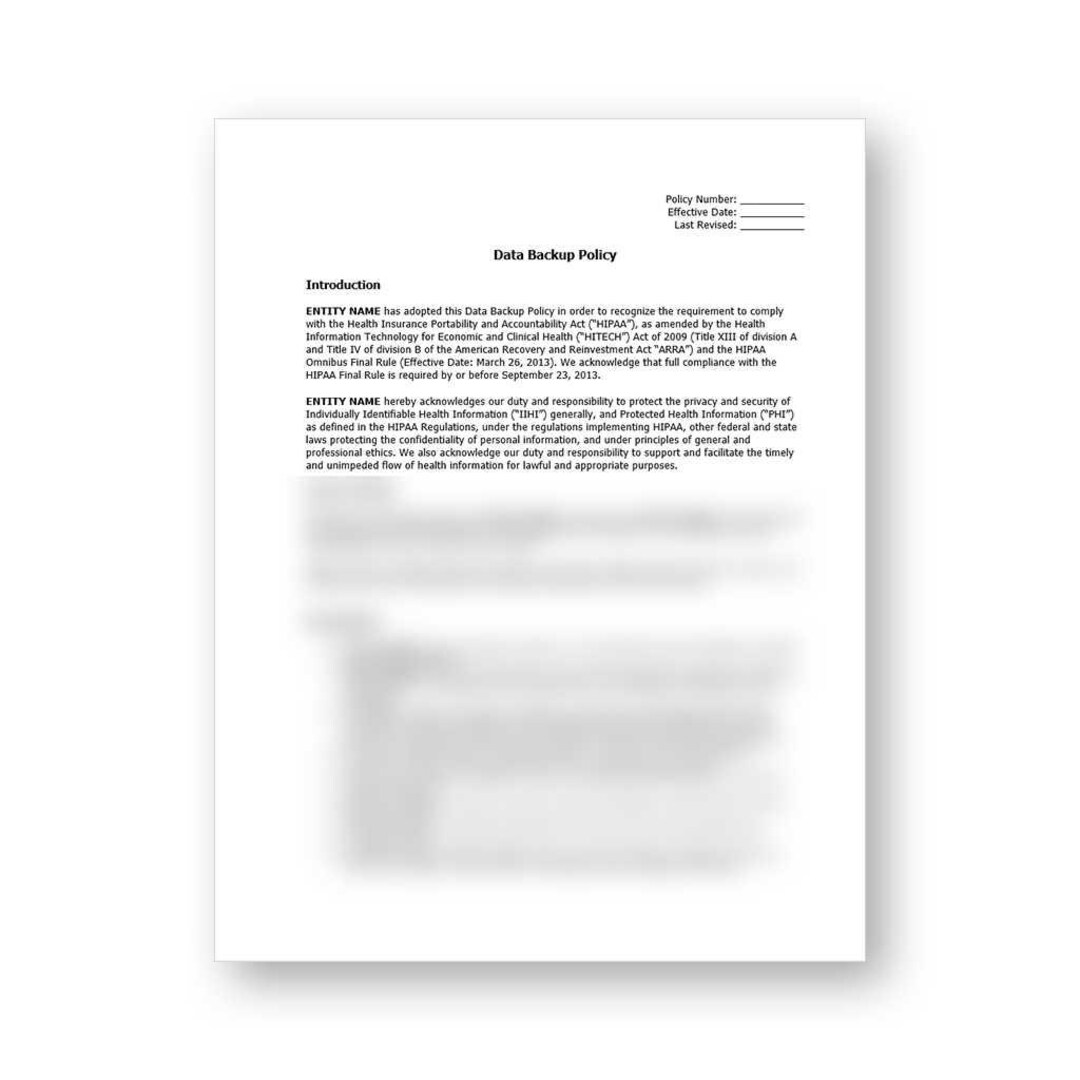 HIPAA Data Backup Policy Template - Etsy