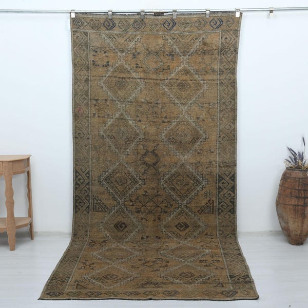 5x11 Turkish Runner Rug, Vintage Oushak Rug, Handmade Wool Rug, Anatolian Hallway Rug, Boho Runner Rug, B-3190