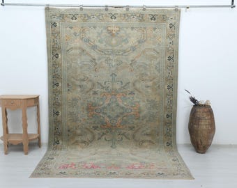 6x10 Vintage Area Rug, Turkish Rug, Handmade Oushak Rug, Anatolian Boho Home Decor, S-2557