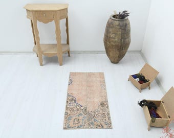 Tapete pequeno 2x3 tecido à mão | Tapete pequeno turco Kilim | Tapete decorativo de lã | Tapete para entrada de banheiro | Tapete boho vintage da Anatólia, Lk-438