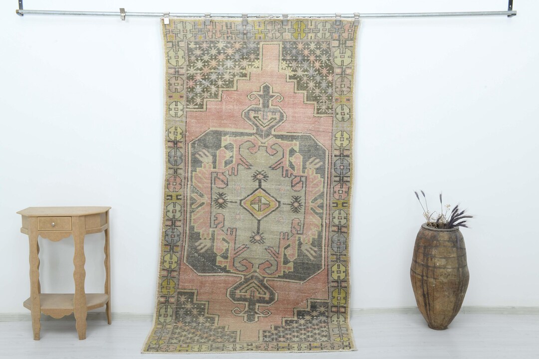 Handwoven Turkish Kilim Rug 4x9 | Vintage Wool Floor Carpet | Boho ...
