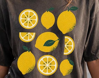 Lemon Graphic Comfort Colors Shirt, Summer Citrus Tee, Lemon Lover T-Shirt, Coastal Beach Shirt, Fresh Fruit Graphic Tee, Cute Vacation Tee