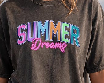 Summer Dreams Comfort Colors Shirt, Retro Summer Graphic Tee, Colorful Vacation T-Shirt, Cute Beach Shirt, Pastel Summer Tee