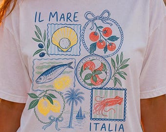 Comfort Colors Italy Shirt, Il Mare Graphic Tee, Mediterranean Food T-Shirt, Italian Summer Vacation Tee, Amalfi Coast Aesthetic Shirt
