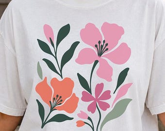 Floral Graphic Shirt, Comfort Colors Tee, Minimalist Floral T-Shirt, Botanical Flower Shirt, Wildflower Graphic Tee, Nature Lover Gift