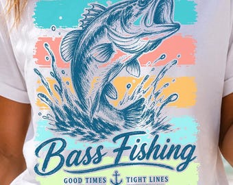 Bass Fishing Shirt, Comfort Colors Beach & Lake Life Tee, Vintage Summer Graphic T-Shirt, Coastal Vacation Shirt, Fishing Lover Gift