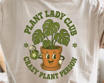 Plant Lady Club T-Shirt, Crazy Plant Person Tee, Retro Monstera Plant Shirt, Funny Plant Lover Gift, Cute Botanical Graphic Tee