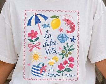 La Dolce Vita Comfort Colors Shirt, Italian Summer Tee, Amalfi Coast Graphic T-Shirt, Coastal Lifestyle Shirt, Cute Summer Graphic Tee