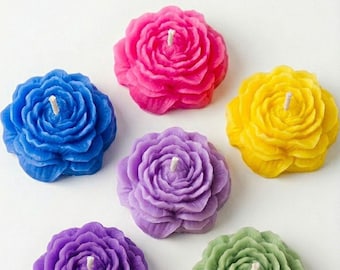 Peony Candle Favors Set of 10, Wedding Event Gifts, Mini Scented Candles, Custom Color & Scent, Bulk Order Available