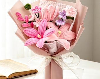 Handmade Pipe Cleaner Flower Bouquet, Everlasting Floral Gift, Handmade Flower for Mother's Day / Class of 2026 Graduation Gift,Gift for Her