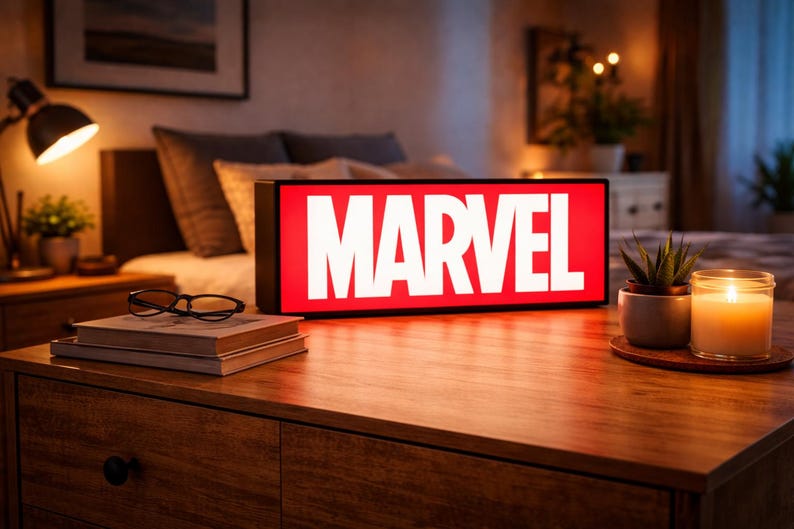 Marvel Led Sign Marvel Inspired Lightbox USB Night Light Superhero Room Decor Comic ...