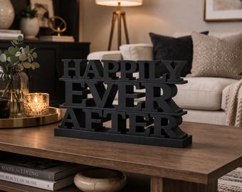 Happily Ever After Sign Wedding Decor, Disney Inspired Home Decor, Romantic Wedding Sign, Shelf Decor Gift, Couple Gift, Engagement Decor