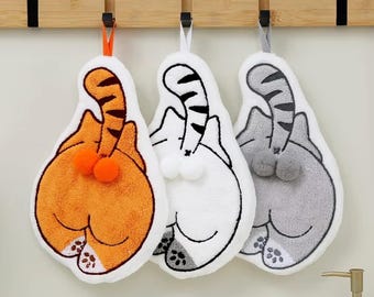 Asciugamano con simpatico gatto, asciugamano da cucina da appendere, panno in morbido pile di corallo, asciugamano assorbente da bagno, asciugamano con animali dei cartoni animati, regalo per bambini