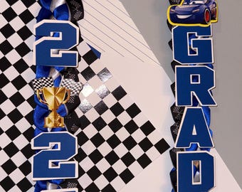 Lightning McQueen Graduation Lei | Pre-K Kindergarten Class of 2026 Ribbon Lei