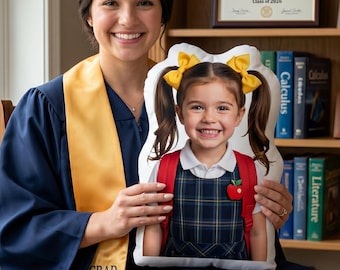 Almohada fotográfica de graduación con forma personalizada, cojín recortado personalizado a partir de tu foto, regalo de graduación único, recuerdo fotográfico de cumpleaños.