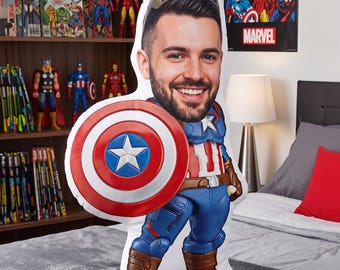 Custom Face Pillow Superhero | Personalized Mini Me Photo Doll | Funny Gag Gift for Boyfriend | Unique Father's Day Gift for Dad Husband