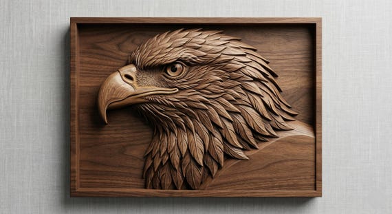 Bald Eagle Head 3D Relief STL | American Eagle CNC Router File | Wildlife Wood Carving Model | 3D Print STL Digital Download Artcam