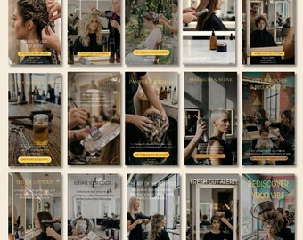 Hair Stylist Instagram Story Templates, Hair Salon Canva Templates, Luxury Beauty Social Media Pack, Soft Cream Minimalist Hairdresser IG