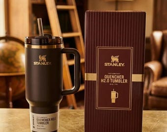 Stanley 40oz Quencher H2.0 Tumbler Chocolate Gold | Insulated Travel Mug with Handle & Straw | Limited Edition Style Gift Cup