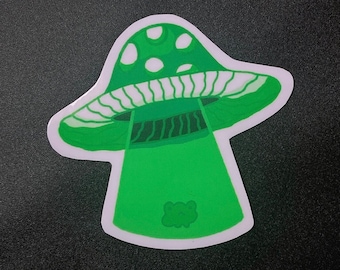 Froggy Abduction from the Mushroom Ship Sticker