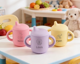 Custom Engraved Silicone Sippy Cup | Toddler Spill-Proof Training Tumbler