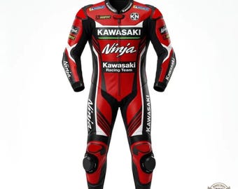 Leren pak Kawasaki Ninja Racing | Hoogwaardige CE-beveiligde motorkleding
