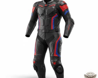 Zwart leren motorracepak heren | CE-gepantserd motorpak uit één stuk