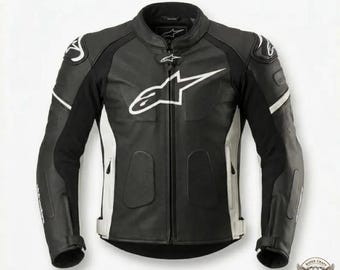 Zwart leren motorjas | Beschermend bikerjack heren | Professionele raceuitrusting met pantser