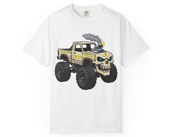 Skull Monster Truck T-Shirt | Retro Hot Rod Illustration, Off-Road Graphic Tee