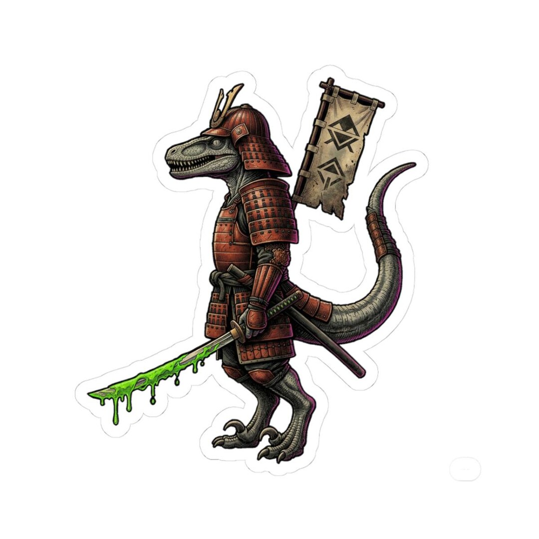 Ronin Sticker Red Ronin Sticker | Samurai Dinosaur Art, Matte Vinyl Decal - Etsy