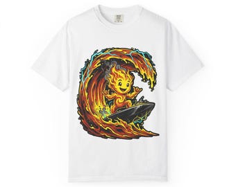The Magma Surfer Tee | Surfing Fire Wave Graphic Tee