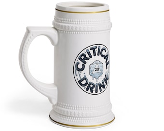 Critical Drink d20 Beer Stein Mug | Dice Gaming RPG Tabletop